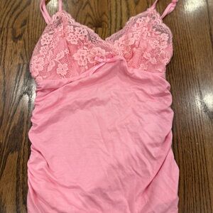 SHEIN Pink Lace Tank Top